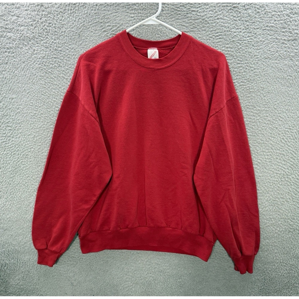 Vintage Jerzees Sweatshirt Adult‎ XL Red Crewneck Grunge Made In USA Faded 90s